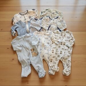 Little Me Adorable Puppy, Striped & Elephant Print  One Pieces, Set Of 8,SZ 3M